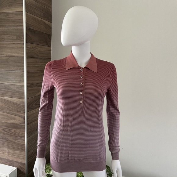 🩷💜 Prada Wool Silk Ribbed Ombré Knit Polo Pullover - Picture 1 of 13